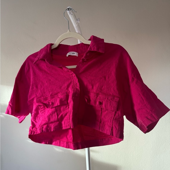 Showpo Hot Pink Collared Crop Cargo Shirt Cotton Barbiecore - US 6 - Picture 8 of 8
